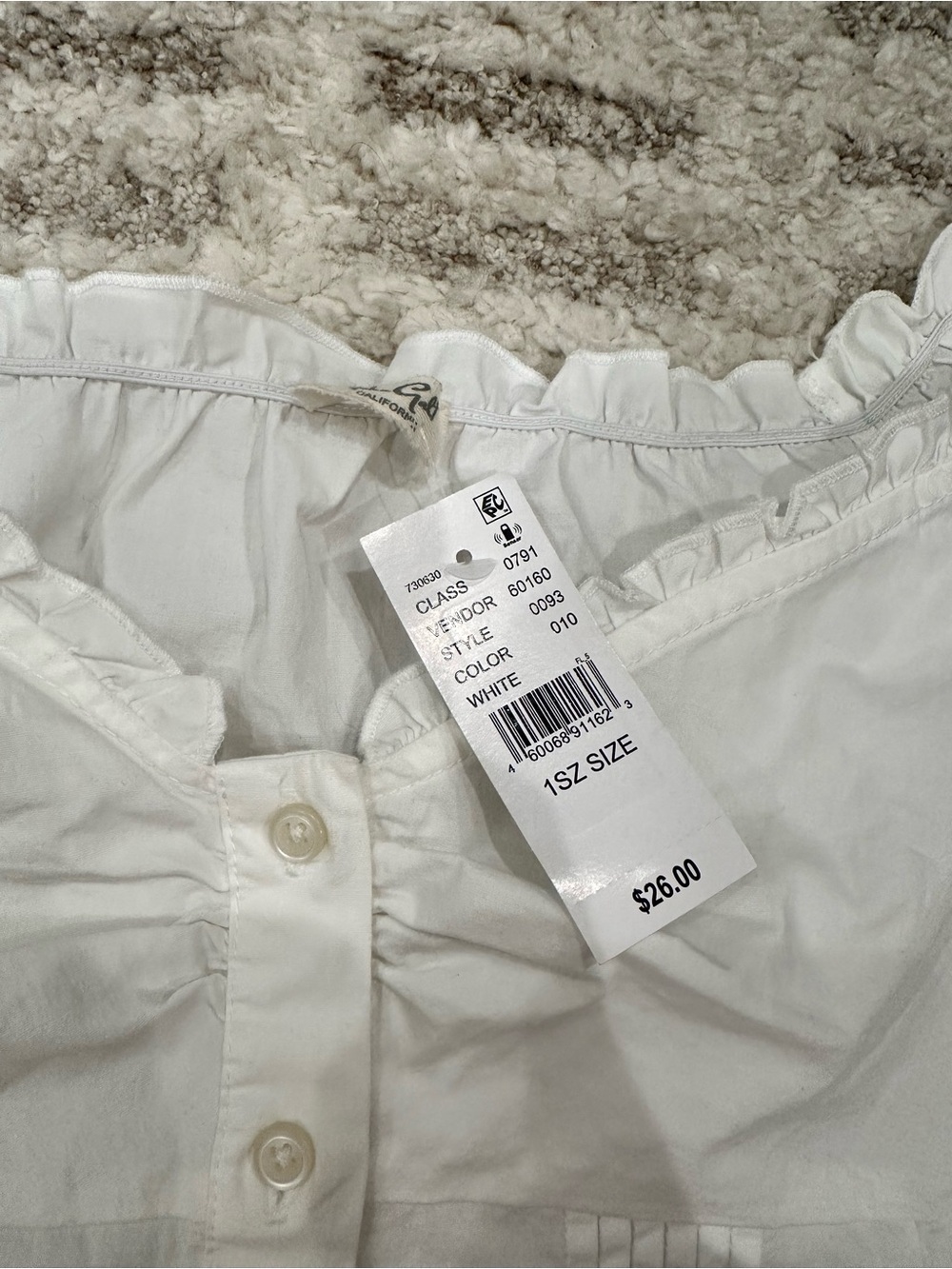 Brandy Melville White Ruffle Button-Front Women's Top - Picture 2 of 3